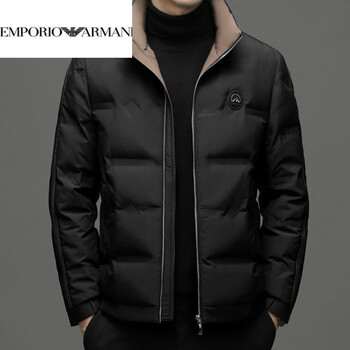 Emporio armani armani winter casual men's stand collar lightweight duck down short jacket trendy korean down jacket men's loose black l 175 suitable for 121-135 catties