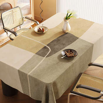 Yusenyi soft cloth drape tablecloth, atmospheric tablecloth, no-wash oil-proof, waterproof, anti-scalding coffee table table mat, plain pottery 140cmx240cm (suitable for 110x210 size inner square