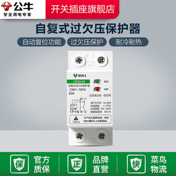 Bull self-resetting over-voltage and under-voltage protector automatic reset magnetic blow automatic detection household circuit breaker 1p40a63a 63a 1p+n