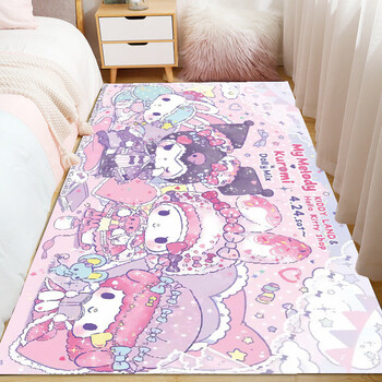 Fantasy sanrio authorized cartoon floor mat, girly style bedside blanket, living room rectangular non-slip carpet, melody dress, 60x160cm spun cashmere non-slip silicone bottom