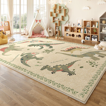 Y u-live children's room carpet living room baby climbing mat baby anti-fall bedside reading area baby no-care waterproof floor mat s imitation cashmere-dinosaur rally 300 400cm all sizes no formaldehyde odor