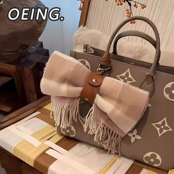 Oeing daily miscellaneous items creative pu leather towel clip travel portable multi-functional bag pendant scarf lanyard bag lanyard pink 1 piece/leather style