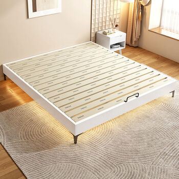 Lanqin all solid wood tatami row frame bed frame 15m without bedside bed log style small and medium-sized double bed can be customized encrypted version without bedside bed + 20cm velvet independent spring mattress 2000mm*2200mm frame structure
