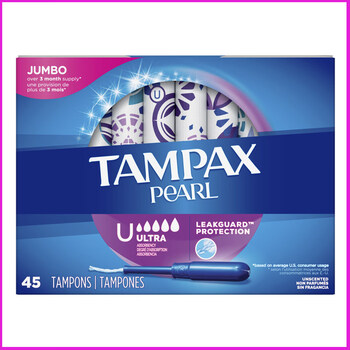Tampax tampons, ultra-large flow, non-sensory cotton swabs in stock, 45-pack, extra-large size, absorption capacity 15-18g, others