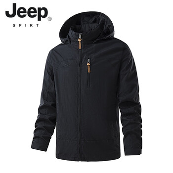Jeep spirit assault top jacket men's spring and autumn outdoor american windproof and waterproof windbreaker men's spring sports jacket black m