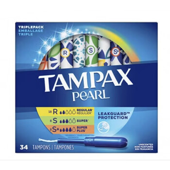 American tampax pearl cotton strips with long tubes for sports and swimming, 34 pearls-long tube-mixed 18 medium, 8 large, 8 extra large, others