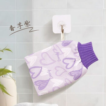 Yong huan bath towel for rubbing mud double-sided household strong bath gloves women's special back fine sand bath towel bathing artifact integrated love bath towel (purple) 1 pack