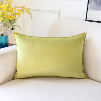 Xinjinngle large rectangular sofa pillow velvet super soft cover simple solid color large backrest living room waist cushion cover pillow sprout green 40cm*80cm pillowcase + pillow core