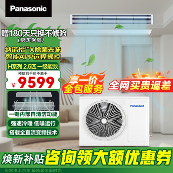 Panasonic central air conditioner household h series one-to-one duct machine full dc frequency conversion dc motor strong speed cooling and heating nanoex technology sterilization, allergen removal and odor removal, large 2 pieces, first-class energy efficiency cs-e23d0ah1bw