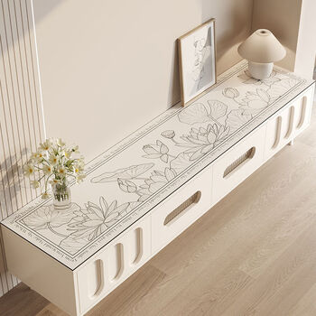 Fantasy high-end tv counter top mat modern simple sideboard table mat tablecloth anti-dirty wine cabinet mat ink lotus 30x350cm
