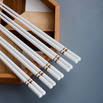 Fantasy five pairs of ten pairs of chopsticks, kuaizi porcelain chopsticks, hot pot chopsticks, 5 pairs of gold inlaid with jade