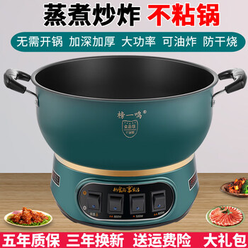 Tuojin imported high-quality electric pot from germany, multifunctional household electric hot pot, electric wok, integrated plug-in wok, steaming and stewing, non-stick pot with a steamer (for 1-3 people) 26cm