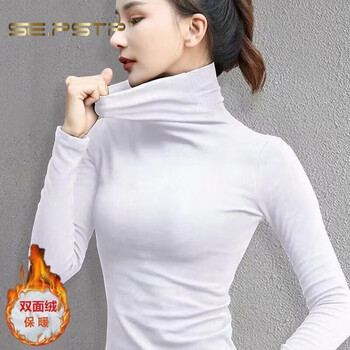 Xia dian suding queen (se.pstp) turtleneck german velvet bottoming shirt for women in autumn and winter, plus velvet, thickened and warm, with a slim fit, stacked collar, long-sleeved warm top, winter, white, turtleneck, german velvet d188, this year's popular light luxury brand m, recommended 90-105 pounds
