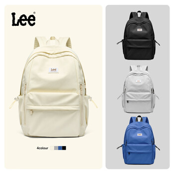 Lee school bag for junior and senior high school students, large-capacity casual lightweight backpack, college student computer bag, cream white