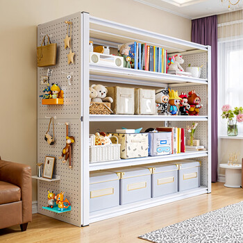 He jiagong household storage rack storage rack with dust-proof curtain floor-standing storage rack multi-functional living room balcony 80x30cm thickened black - four layers 138cm high does not include dust-proof curtains and perforated boards