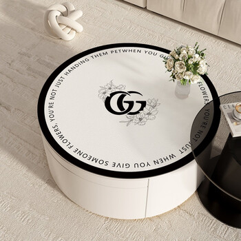 Fantasy round coffee table table mat waterproof and oil-proof no-wash round table tablecloth high-end dining table mat desktop protection mat huachuan jinhua diameter 85cm