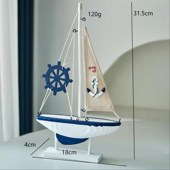 Fantasy simple wind, smooth sailing, canvas-free sailing crafts, handmade model, housewarming birthday gift gift box, high-end medium canvas, dark blue helmsman anchor