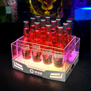 Fantasy bar luminous ice bucket transparent luminous champagne bucket anti-fall beer frame ice pattern wine frame double layer wine frame