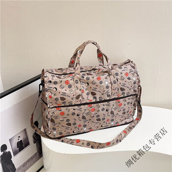 Ye yu foldable storage travel bag cartoon large-capacity portable short-distance travel luggage bag campus portable large bag khaki