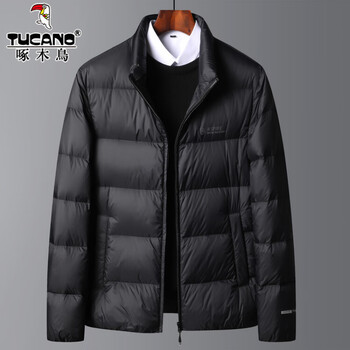 Woodpecker 90 white duck down jacket men's winter stand collar thickened cold warm bread jacket fashion simple jacket rr-yr8034 premium black m 170