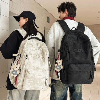 Clbd schoolbag junior high school student female korean version large capacity junior high school student backpack male new trendy burden-reducing computer backpack black