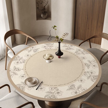 Fantasy light american round table tablecloth waterproof and oil-proof no-wash round table mat leather round table coffee table mat household tablecloth xianqi diameter 110cm scratch-resistant and durable