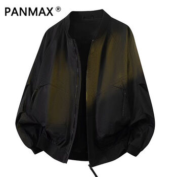 Panmax trendy american bomber jacket men's autumn and winter 2025 new loose casual baseball collar jacket black s recommended 90-110 catties