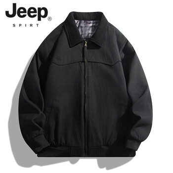 Jeep spirit green detroit work jacket men's winter trendy aviator american cotton clothes high-end handsome short jacket black m