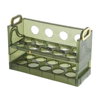 Jingxuan egg storage box refrigerator side door flip-up crisper egg tray food kitchen special household egg storage light luxury green can hold 20 pieces/reversible/timer