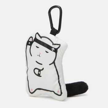 Descente key bag for men and women 26 new cartoon cat shape pendant bag plush tail cute mini coin purse ivory/beige