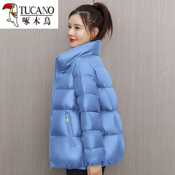 Woodpecker (tucano) black short down jacket for women 2026 new small winter white duck down jacket loose fashionable style blue s 80-jin