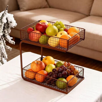 Fantasy iron art japanese kitchen shelves vegetables and fruits desktop snacks multi-layer storage bread basket medieval coffee double-layer large capacity