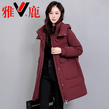 Yalu light thin 2026 down jacket women's mid-length winter style mother's wear thickened warm white duck down brand jacket burgundy xl_recommended 90-105 catties