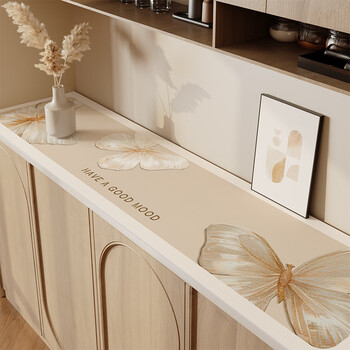 Yusenyi sideboard mat desktop protection mat tv cabinet table mat porch cover shoe cabinet entry wine cabinet cream butterfly-a 30cmx120cm suitable for sideboard porch counter