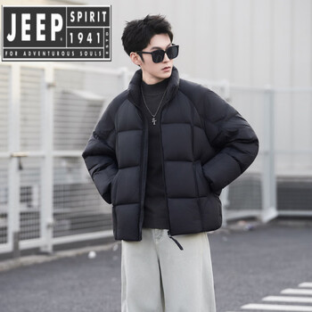 Jeep spirit puff short men's down jacket high filling warmth white duck down liner premium casual jacket winter men black 2xl