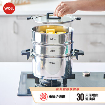 Woll german woll soup pot steamer induction cooker gas general household stainless steel steamer two-layer steamer 2 layers 20cm