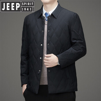 Jeep spirit men's lightweight cotton clothes autumn and winter lapel diamond plaid warm jackets business casual dad wear cotton clothes ha cyan 4xl 195