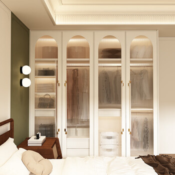 Yusenyi modern and simple arnold whole house customized home bedroom wardrobe leather one cabinet to top cloakroom small apartment prepaid customization gold 1