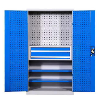 Myers my-scgbgjg-03 tool cabinet with hanging plate lock 1000 500 1800mm two drawers off-white + blue bare plate thickness 0.7mm 1 set