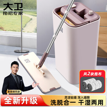 David flat mop 36cm2 cloth with bucket hand washable thickened mop dry and wet dual-use scratcher z9