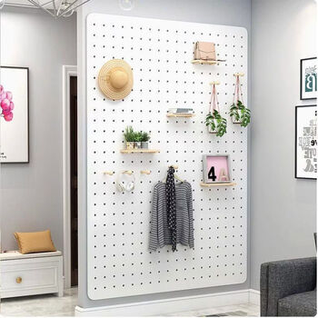 Solid wood perforated board custom display rack wooden desktop wall desk storage wall entry door porch storage rack bunny customization contact customer service