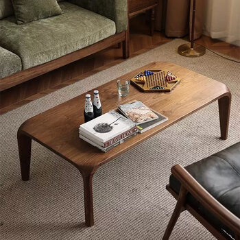 Pupan south american black walnut moon tea table living room all solid wood tea table small apartment balcony retro home tatami table south american walnut 100*60*45