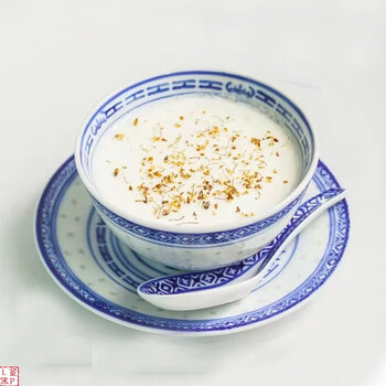 Tuojin sugar water bowl, ginger milk bowl, double skin milk special bowl, commercial ceramic bowl, jingdezhen blue and white porcelain dessert bowl (4.5-inch bowl + 6-inch bottom plate + 3-piece set