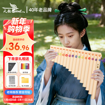 Swan pan flute for primary and secondary school students, 16 pipes in c key, professional performance grade pan flute, 16 pipes, ivory white, standard