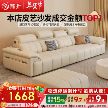 Jianxin leather sofa living room 2025 new straight row small apartment sofa with adjustable pillows leather art sofa 868s