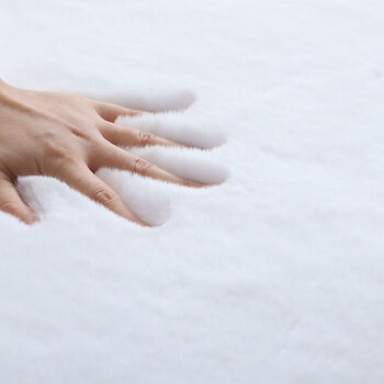 Fantasy plush imitation rabbit fur carpet solid color thick encrypted floor mat bedroom bedside blanket full floor living room sofa room bay window mat white plush thick 3cm machine washable 40cmx60cm 2 pieces