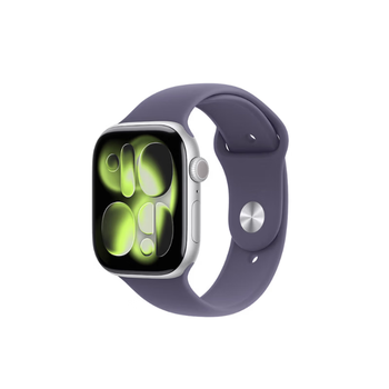 Apple/apple watch s11 smart watch gps model 46mm silver aluminum metal case matte purple sports strap m/l mevx4ch/b