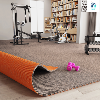 Blanket source floor mat whole house soundproof large area gym shock-absorbing sports shock-proof thickened floor noise reduction mat home custom-made meter brown tpe single stripe 6mm carpet surface encryption upgrade 120cm*200cm