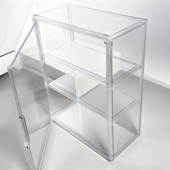 Fantasy storage box small pain cabinet organization and display transparent partitions are removable/damage and deformation covered small single-layer storage box one place/not recommended
