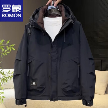 Romon short down jacket men's 2025 winter new loose outdoor workwear duck down warm jacket jacket for men navy blue romon genuine m recommended weight 100-125 jin